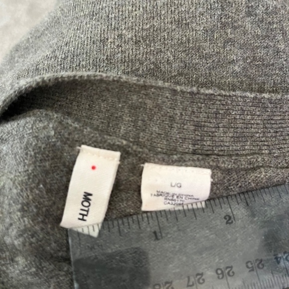 Moth By Anthropologie Crop Ruffle Cotton Blend Button Front Sweater Large - Picture 7 of 7